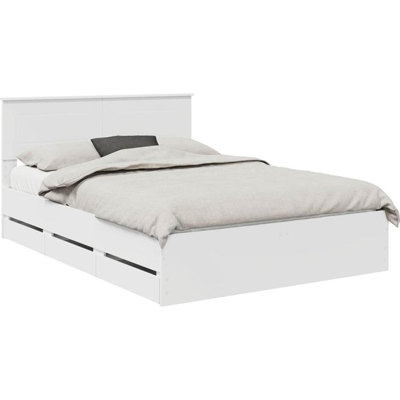 SYFAX™ Cadre de lit avec tiroir Blanc 140 x 190 cm Bois Ingénierie