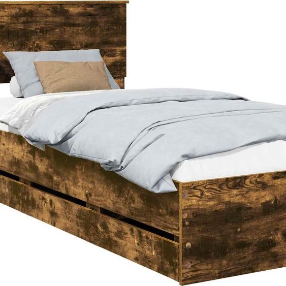 Cadre de lit avec tiroir Chêne fumé 90 x 200 cm Bois Ingénierie