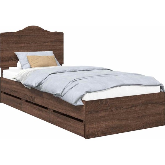 Cadre de lit Chêne brun 100 x 200 cm Bois Ingénierie