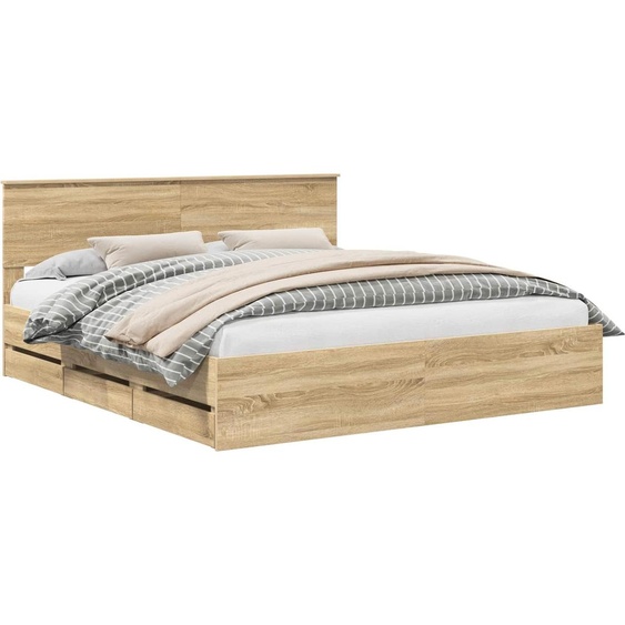 SYFAX™ Cadre de lit Chêne Sonoma 180 x 200 cm Bois Ingénierie