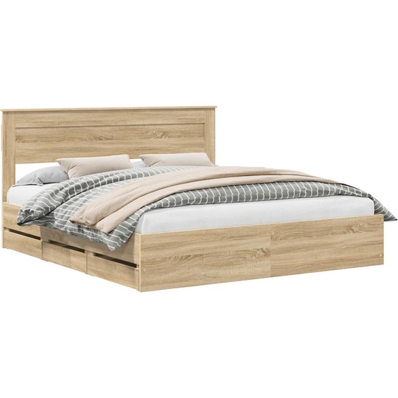 SYFAX™ Cadre de lit Chêne Sonoma 200 x 200 cm Bois Ingénierie
