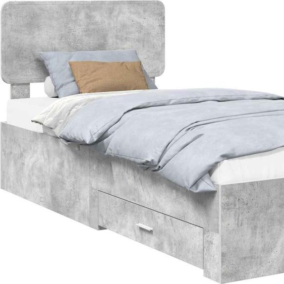 SYFAX™ Cadre de lit Gris béton 100 x 200 cm Bois dingénierie