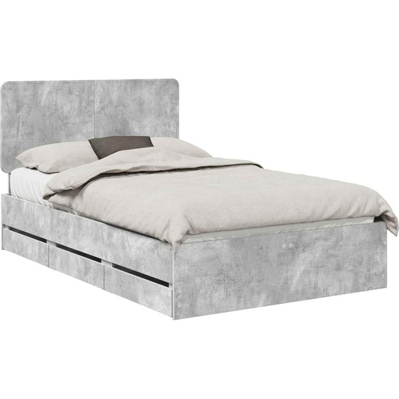 Cadre de lit Gris béton 135 x 190 cm Bois Ingénierie