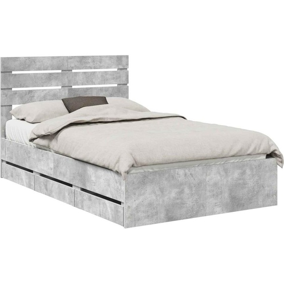 Cadre de lit Gris béton 135 x 190 cm Bois Ingénierie