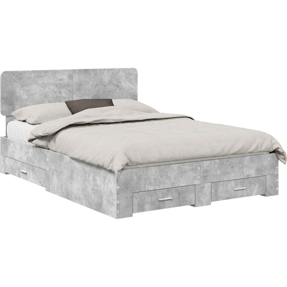 SYFAX™ Cadre de lit Gris béton 150 x 200 cm Bois dingénierie