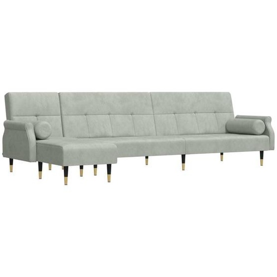 SYFAX™ Canapé-lit en forme de L gris clair 271x140x70 cm velours