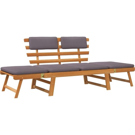 Chaise longue avec coussin 2-en-1 190 cm Bois solide dacacia