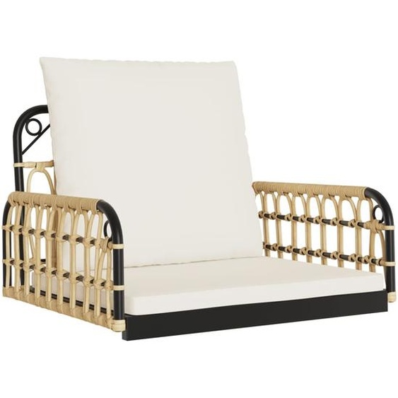 Balancelle avec coussins 63x58x39 cm résine tressée acier