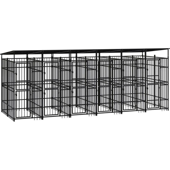 Chenil dextérieur avec toit pour chiens Acier 11,06 m²
