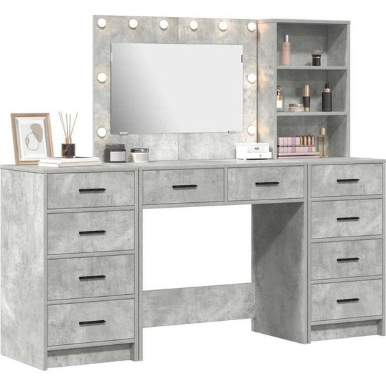 Table de Toilette 3 pcs Gris béton Bois dingénierie
