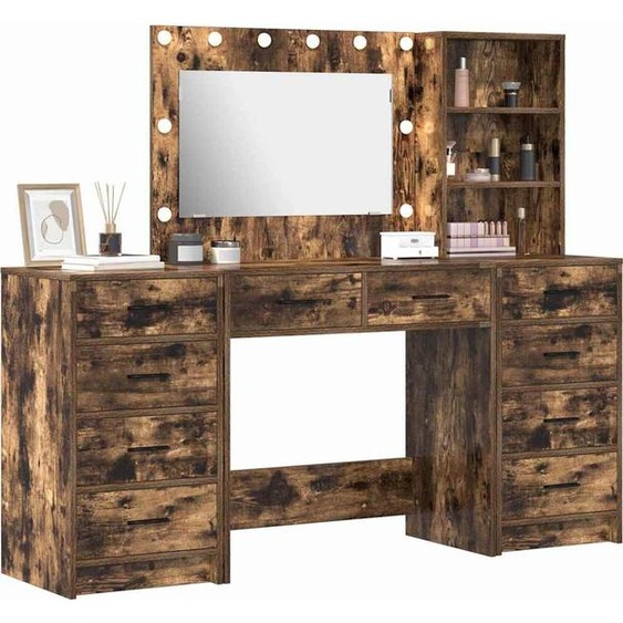 Table de Toilette 3 pcs Chêne fumé Bois dingénierie