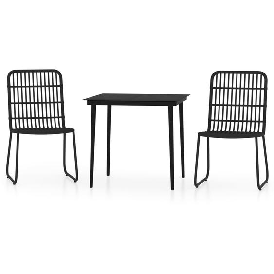 SYFAX™ Ensemble à manger de jardin 3 pcs Noir