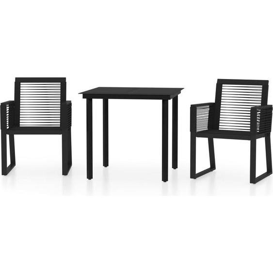 SYFAX™ Ensemble à manger de jardin 3 pcs Noir