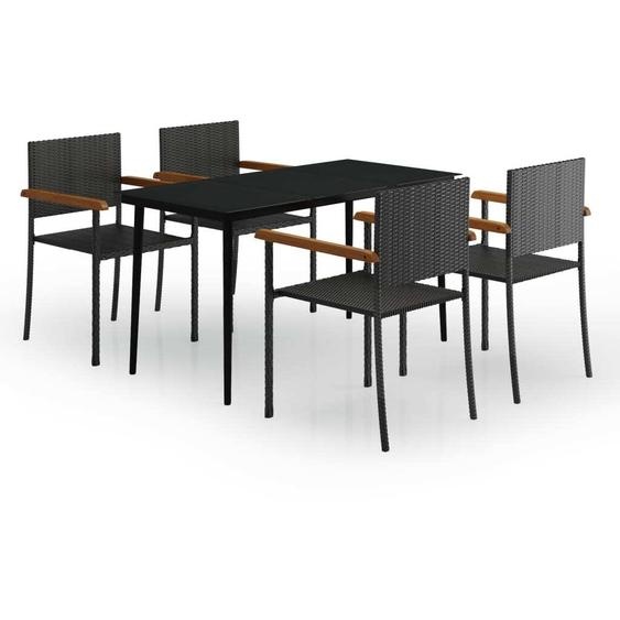 Ensemble à manger de jardin 5 pcs Noir