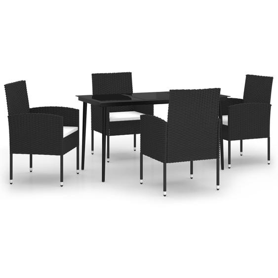 SYFAX™ Ensemble à manger de jardin 5 pcs Noir