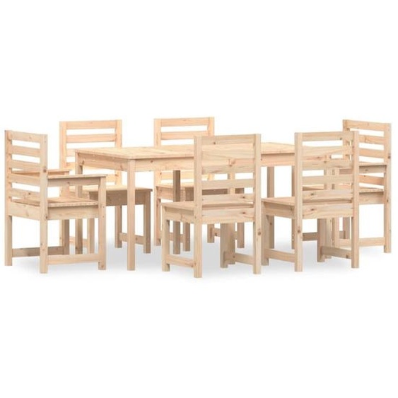 SYFAX™ Ensemble à manger de jardin 7 pcs bois massif de pin