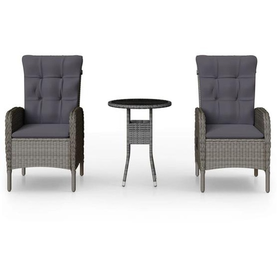 Ensemble de bistro de jardin 3 pcs Résine tressée Gris