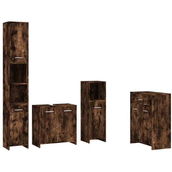 Ensemble de meubles de salle de bain 4 pcs Chêne fumé Bois