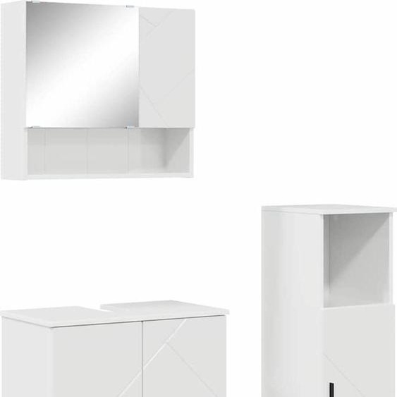 Ensemble de mobilier de salle de bain 3 pcs Blanc brillant