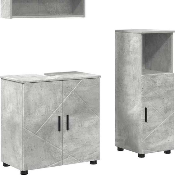 Ensemble de mobilier de salle de bain 3 pcs Gris béton