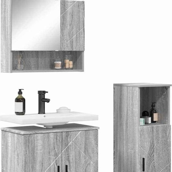 Ensemble de mobilier de salle de bain 3 pcs Gris Sonoma