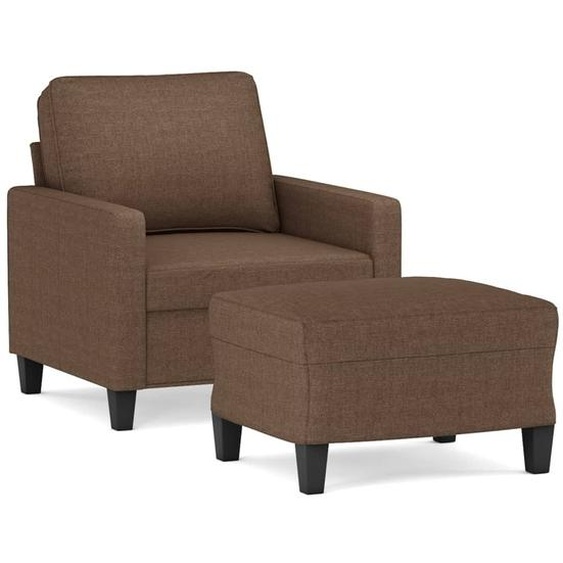 Fauteuil avec repose-pied Marron 60 cm Tissu