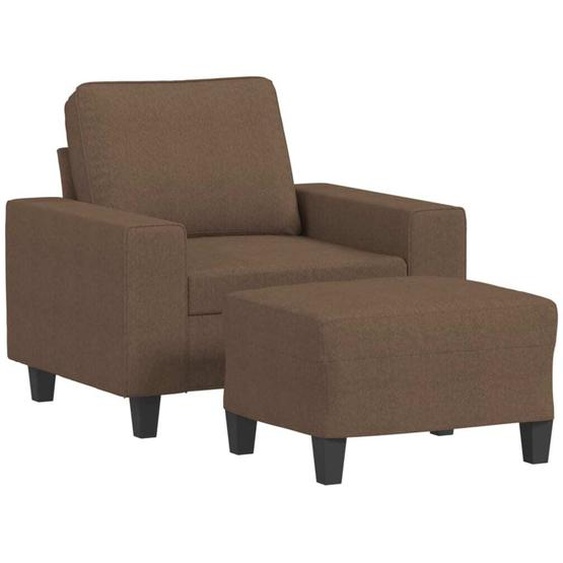 Fauteuil avec repose-pied Marron 60 cm Tissu