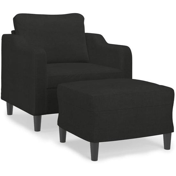 Fauteuil avec repose-pied Noir 60 cm Tissu