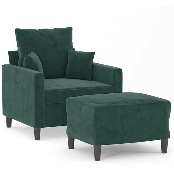SYFAX™ Fauteuil avec repose-pied Vert foncé 60 cm Velours