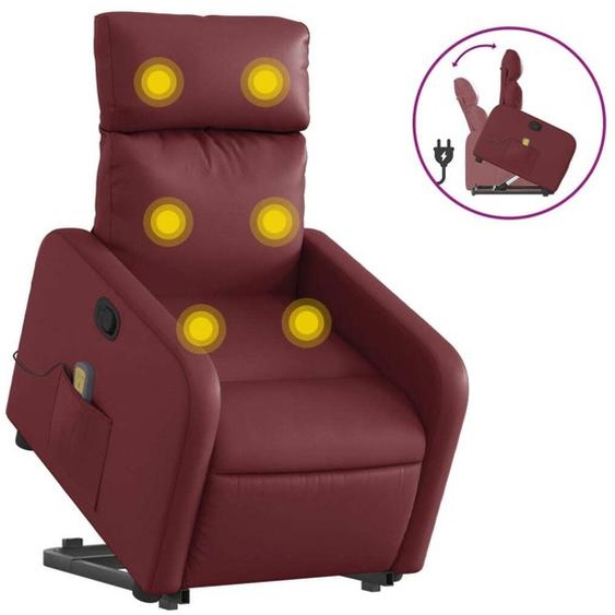 Fauteuil inclinable de massage Rouge bordeaux Similicuir