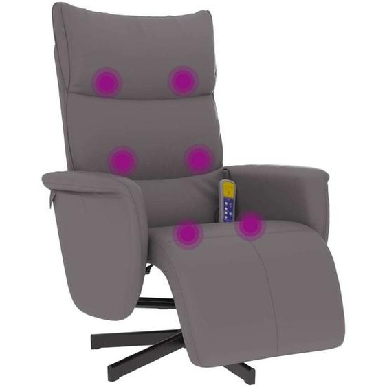 Fauteuil inclinable de massage repose-pieds gris similicuir
