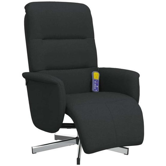 Fauteuil inclinable de massage avec repose-pieds noir tissu