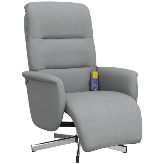 Fauteuil inclinable de massage et repose-pieds gris clair tissu