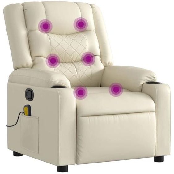 Fauteuil inclinable de massage Crème Similicuir