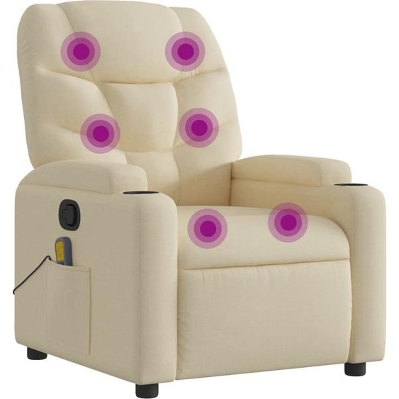SYFAX™ Fauteuil de massage inclinable Crème Tissu