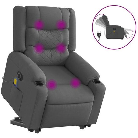 SYFAX™ Fauteuil inclinable de massage électrique Gris foncé Tissu