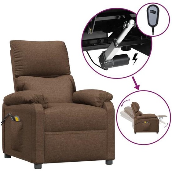 Fauteuil électrique de massage Marron Tissu