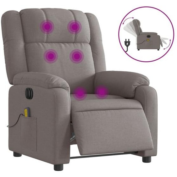 SYFAX™ Fauteuil de massage inclinable électrique Taupe Tissu