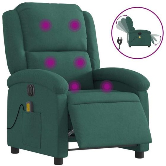 SYFAX™ Fauteuil inclinable de massage électrique vert foncé velours