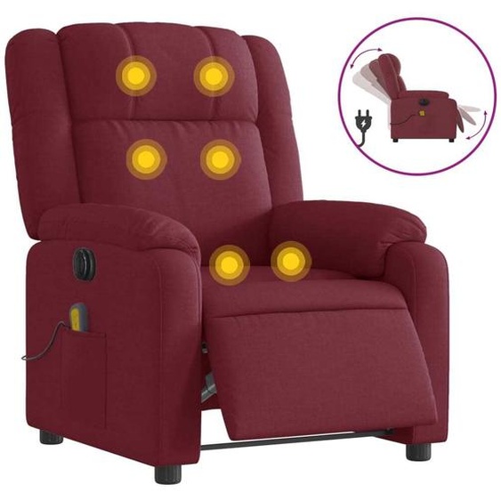 Fauteuil de massage inclinable électrique Rouge bordeaux Tissu