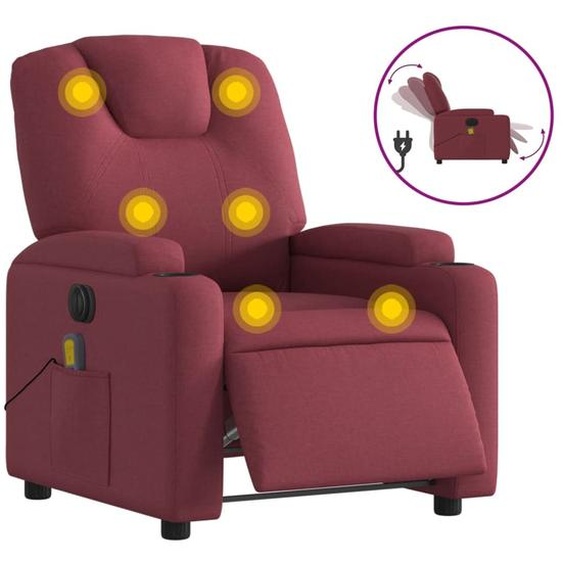 Fauteuil de massage inclinable électrique Rouge bordeaux Tissu