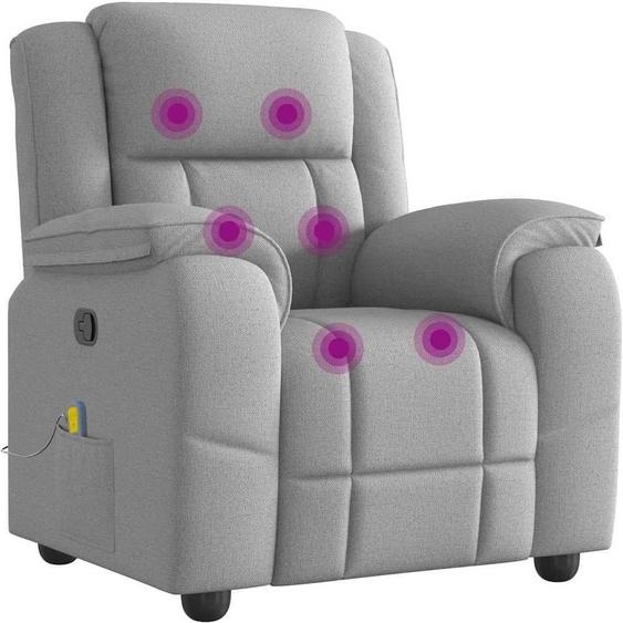 SYFAX™ Fauteuil de massage inclinable gris nuage tissu