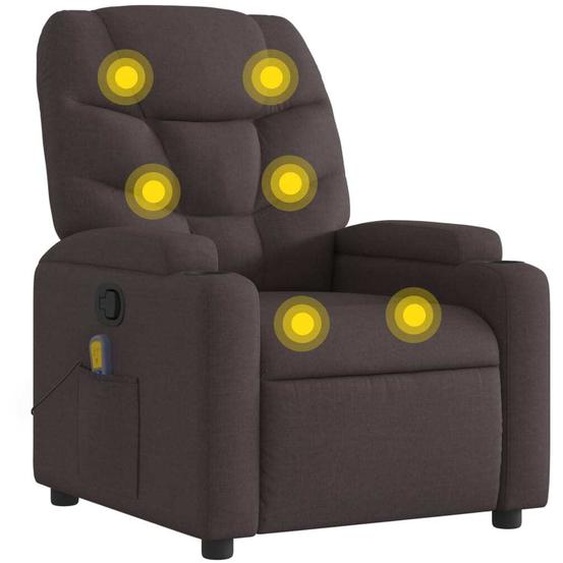 Fauteuil de massage inclinable Marron foncé Tissu