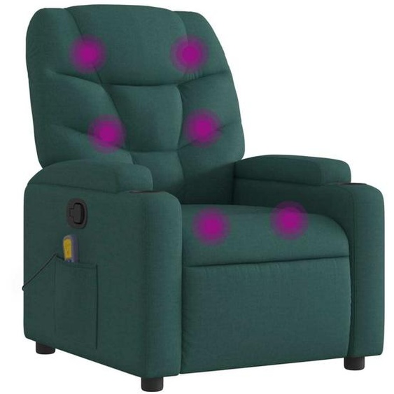 Fauteuil de massage inclinable Vert foncé Tissu