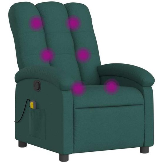 SYFAX™ Fauteuil de massage inclinable Vert foncé Tissu