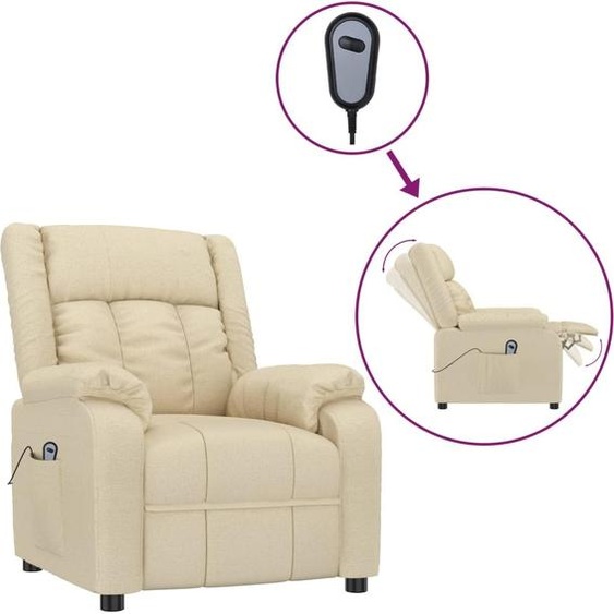 Fauteuil inclinable électrique Crème Tissu