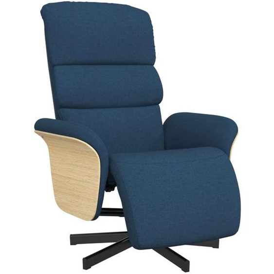Fauteuil inclinable avec repose-pieds bleu tissu