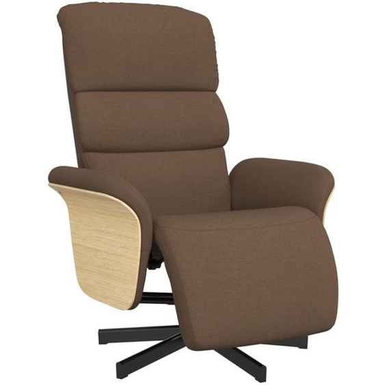 Fauteuil inclinable avec repose-pieds marron tissu