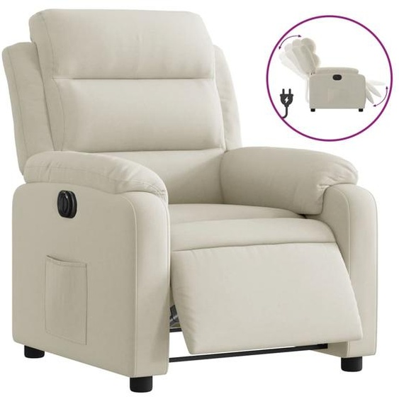 Fauteuil inclinable électrique Crème Velours