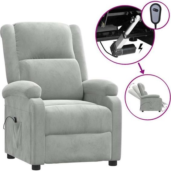 Fauteuil inclinable électrique gris clair velours